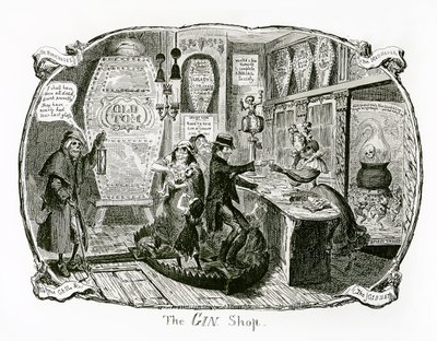 Il negozio di gin, 1829 da George Cruikshank
